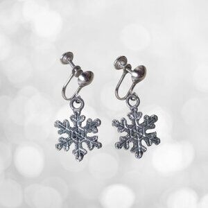 Vintage Metal Snowflake Earrings, Non-Pierced